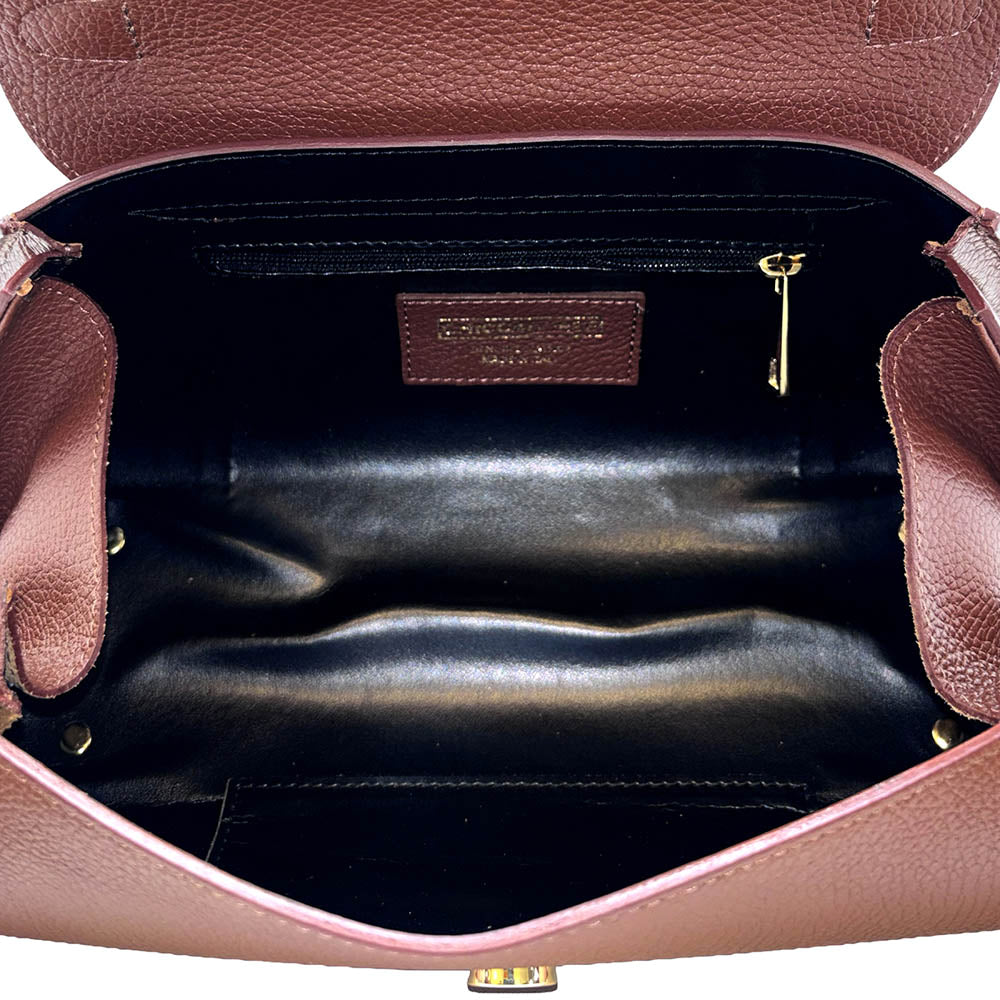 Elegant Women's Handbag with Bamboo Handle in Crumpled Leather - ART. K101