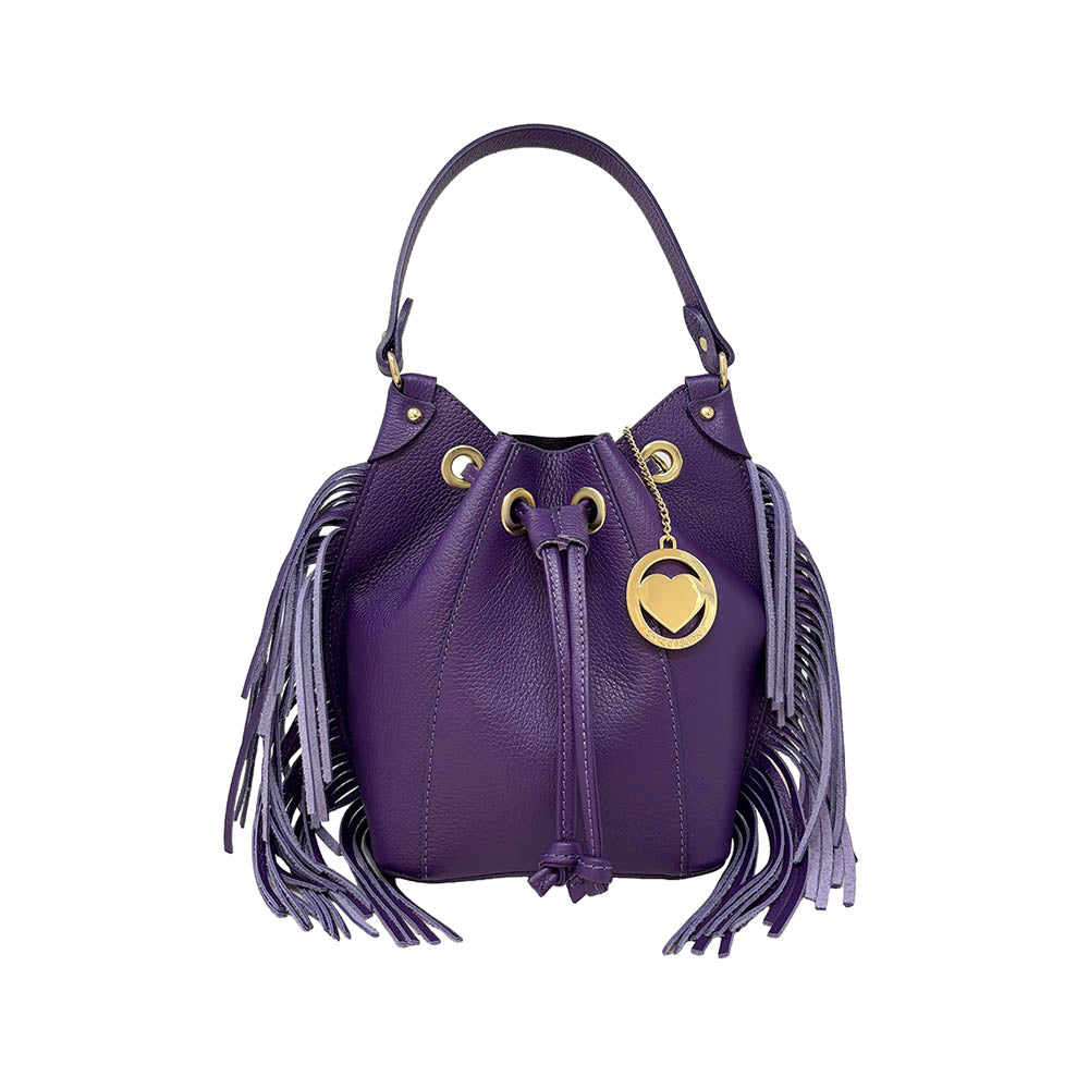 Borsa a Mano Secchiello da Donna in Pelle Dollaro con Frange ART. K104