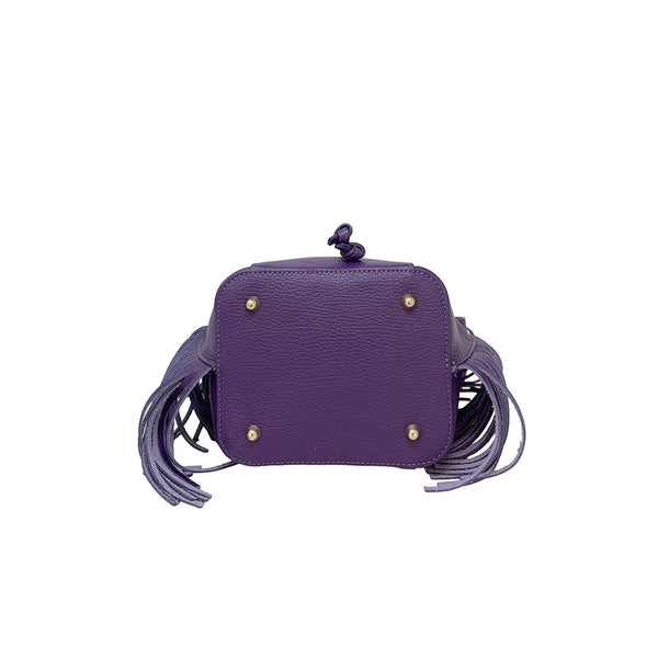 Women's Leather Bucket Handbag with Fringes ART. K104