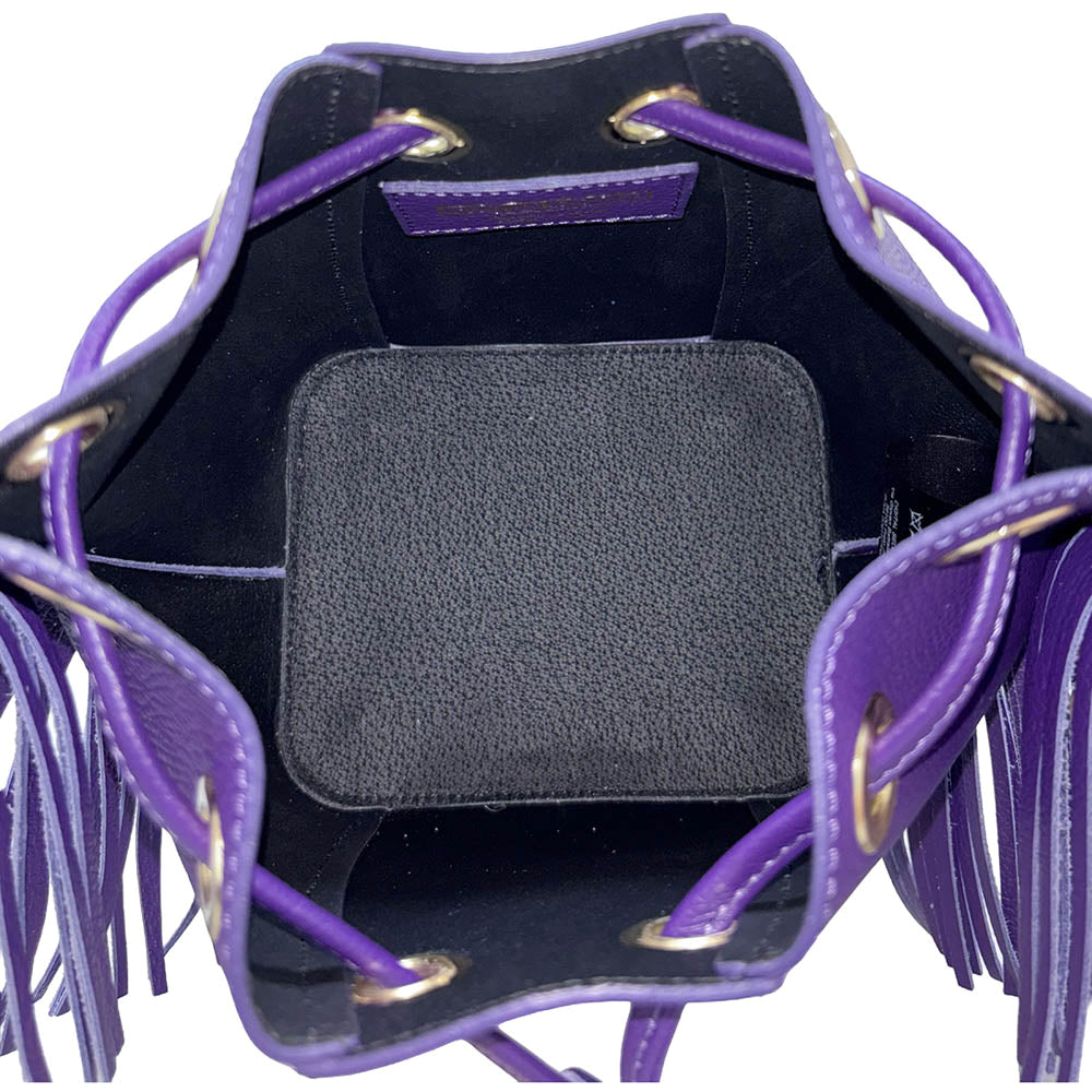 Women's Leather Bucket Handbag with Fringes ART. K104