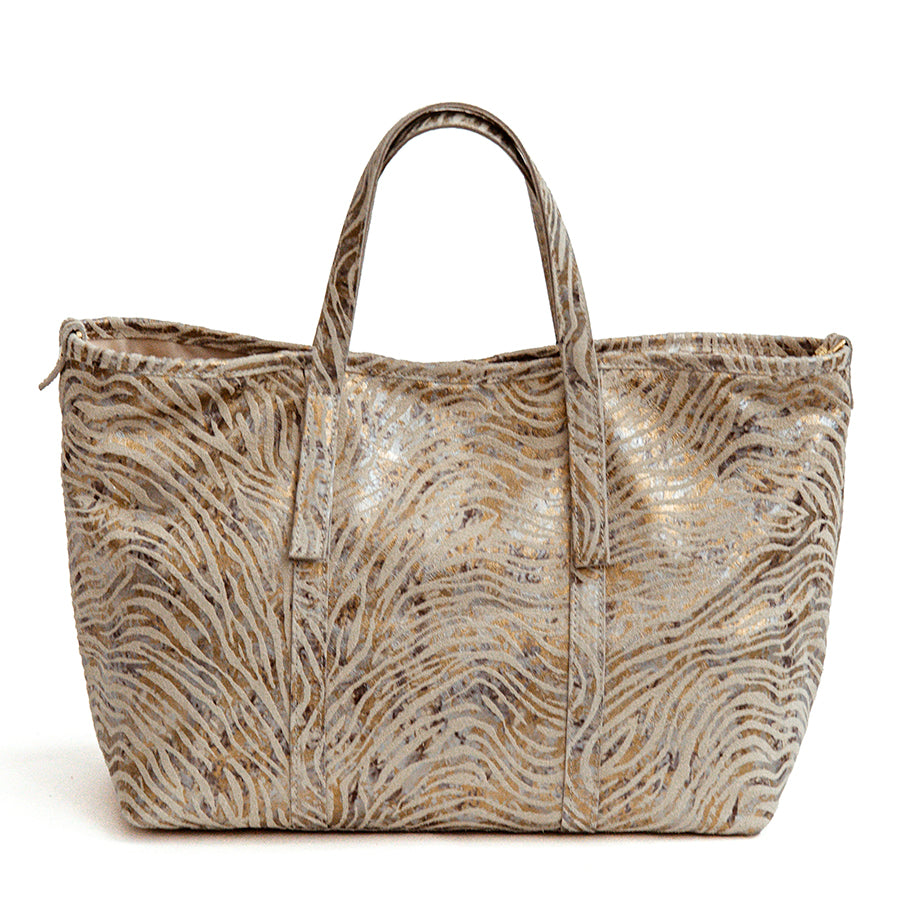 KENYA BIG - Zebra Print Leather Shopping Bag