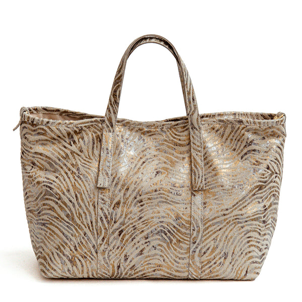 KENYA BIG - Zebra Print Leather Shopping Bag