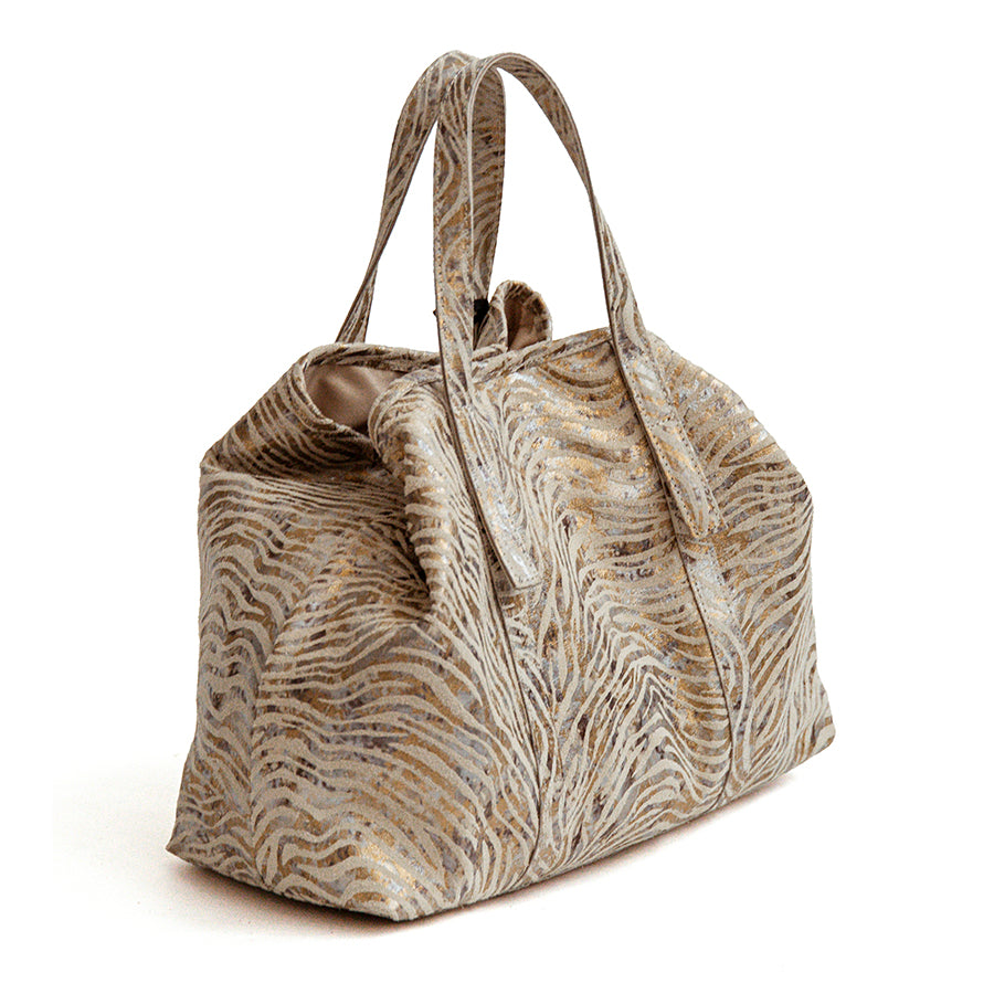 KENYA BIG - Zebra Print Leather Shopping Bag