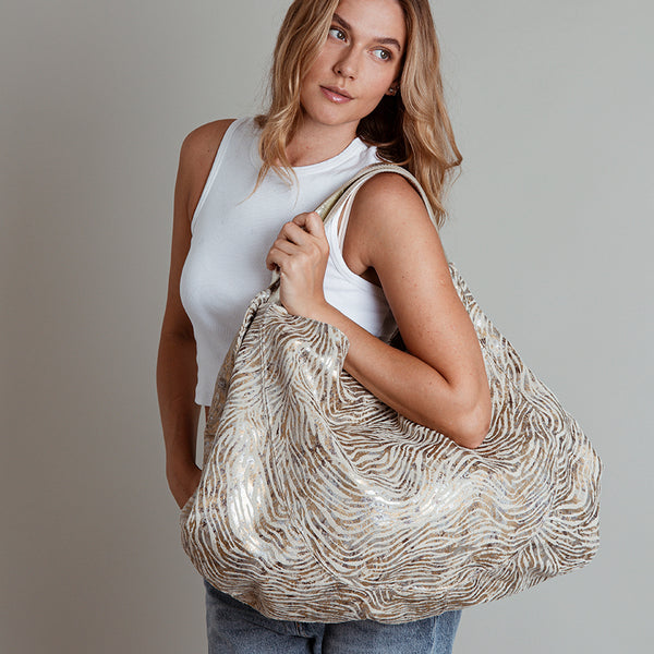 KENYA MAXI - Zebra Print Leather Bag