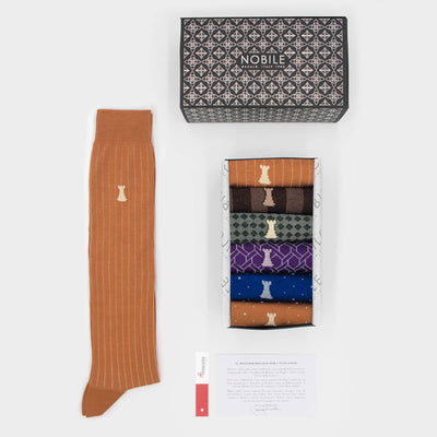 Dandy - Doos van 6 Lange Sokken voor Mannen in Filoscozia® - Gemengd Patroon