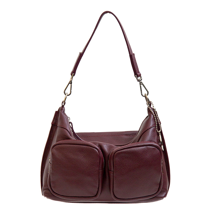 LANA - Bag with Burgundy Leather Pockets