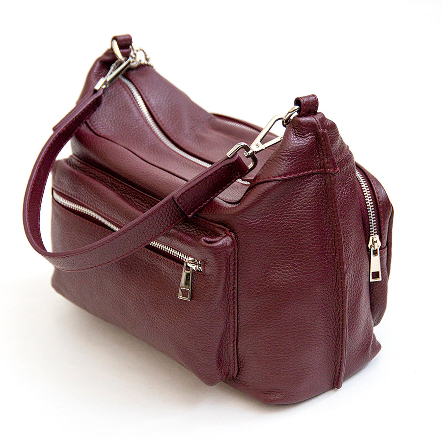 LANA - Bag with Burgundy Leather Pockets
