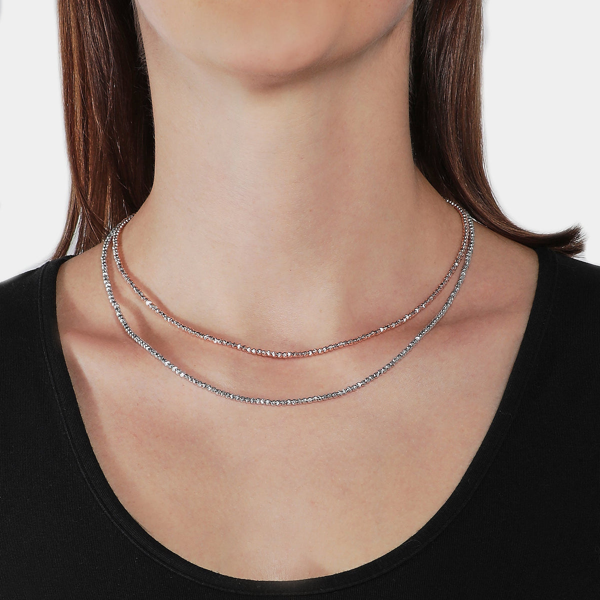 Rhodium-plated silver necklace ref. LC16