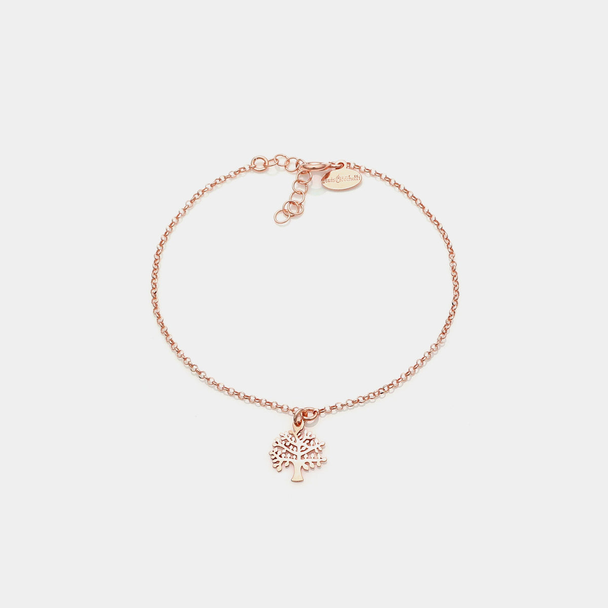Rose gold plated silver bracelet with pierced tree of life pendant