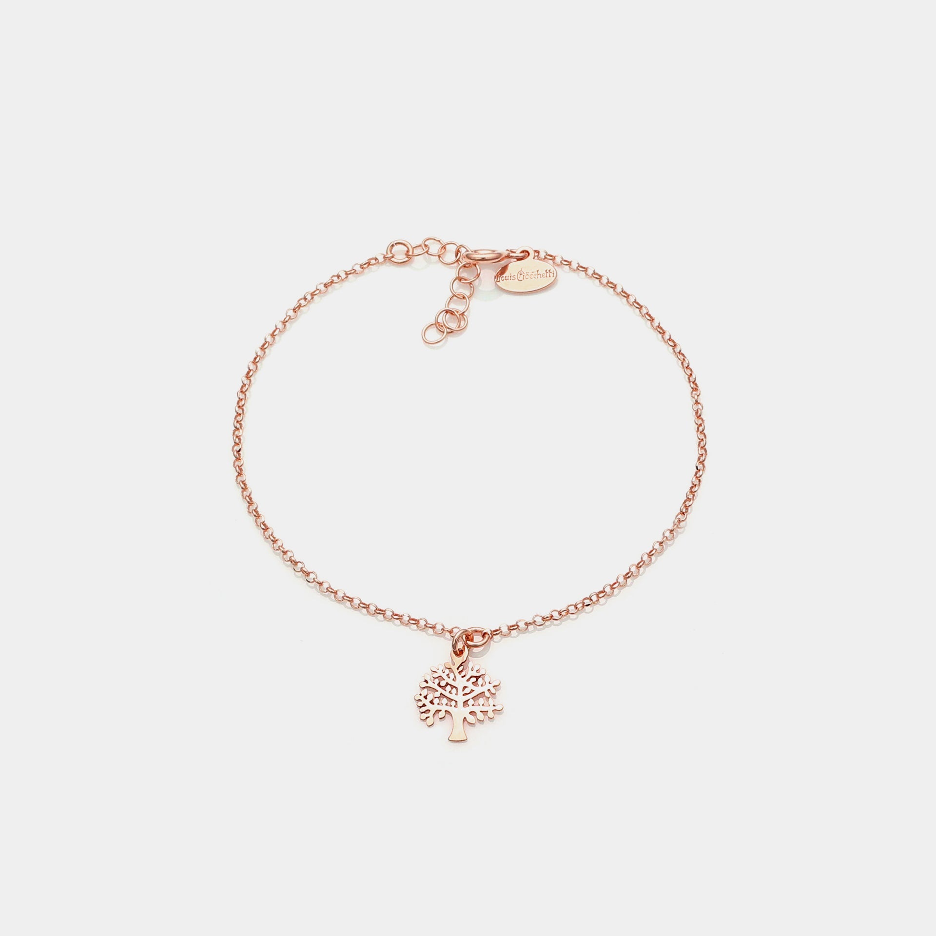 Rose gold plated silver bracelet with pierced tree of life pendant
