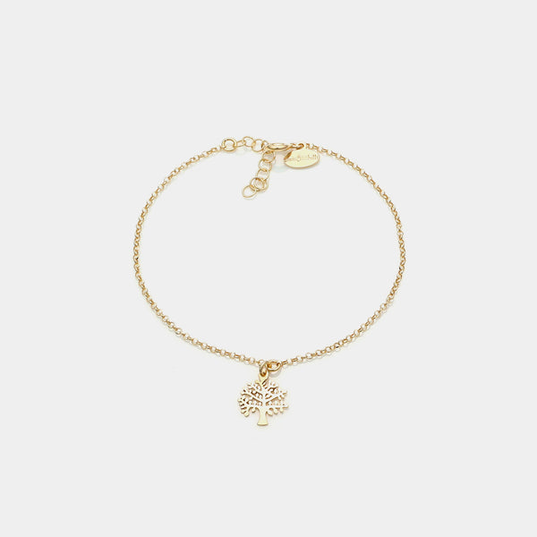 Gold-plated silver bracelet with pierced tree of life pendant