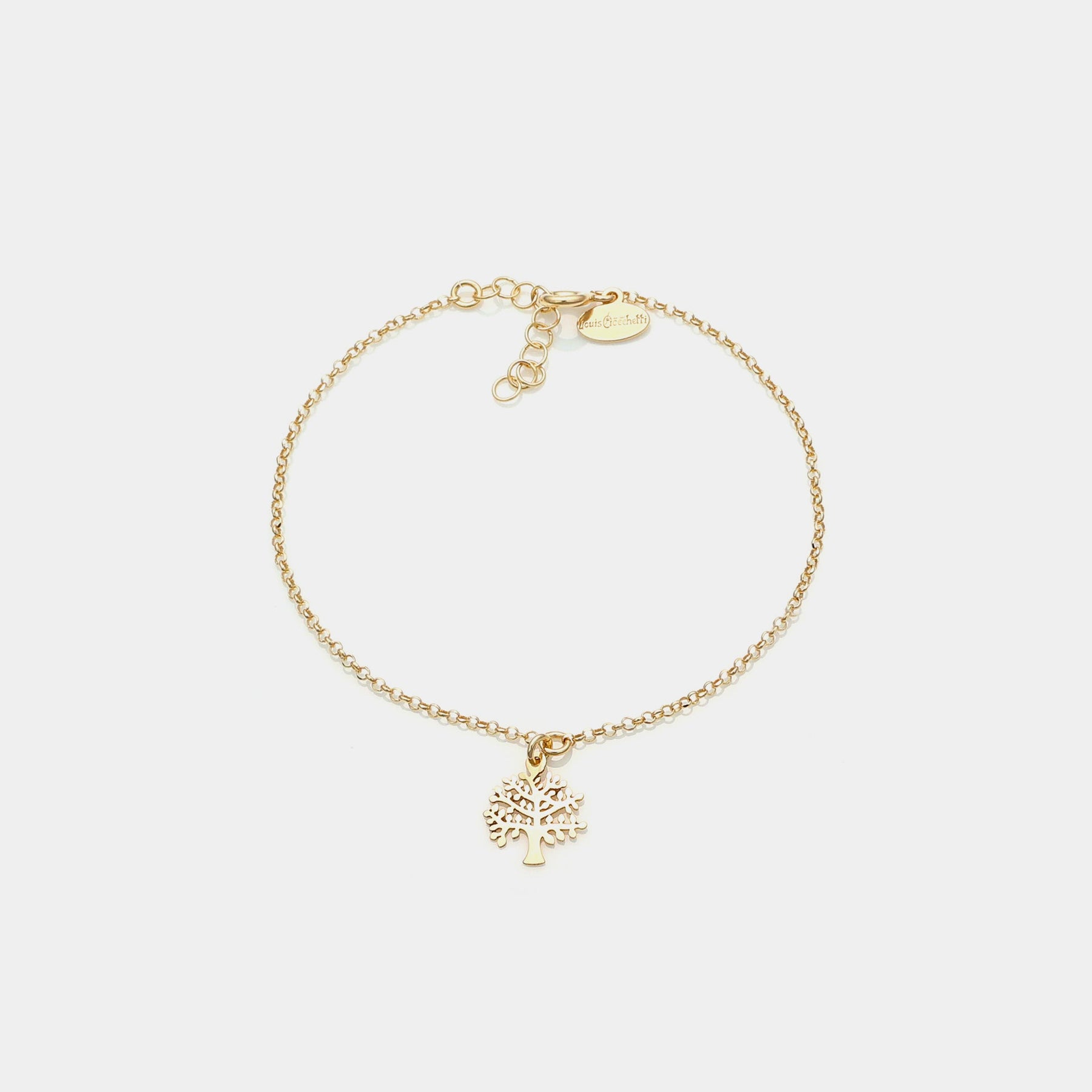 Gold-plated silver bracelet with pierced tree of life pendant