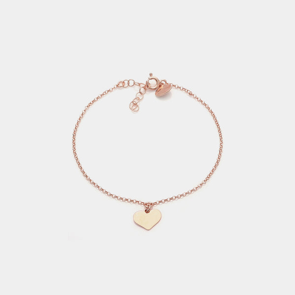 Rose gold silver bracelet with classic heart pendant
