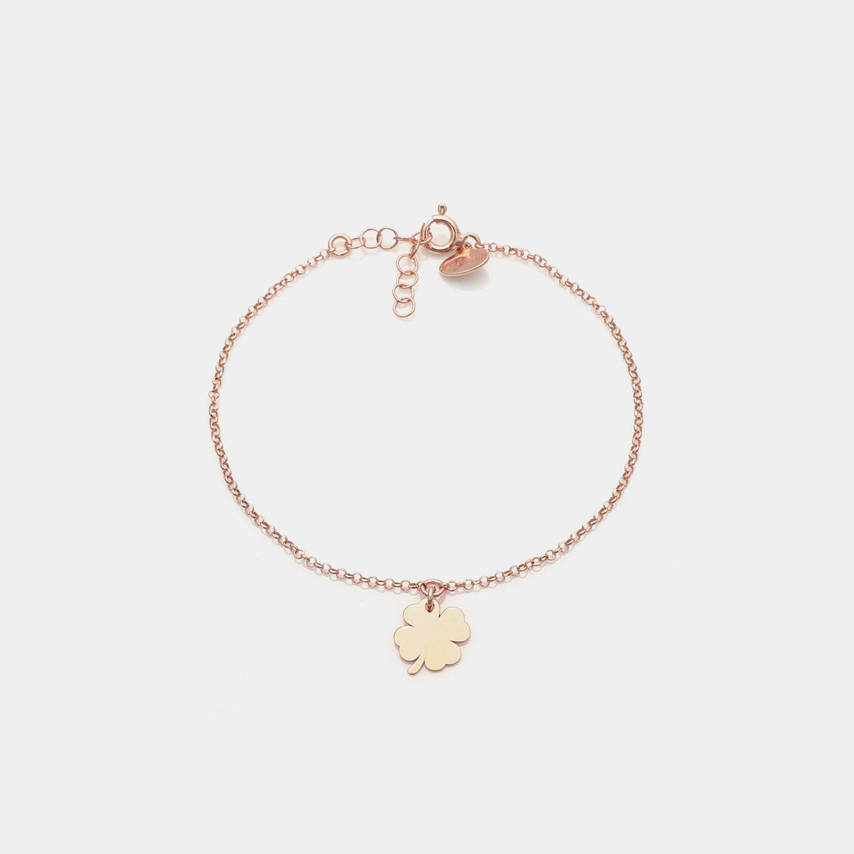 Rose gold plated silver bracelet with classic four-leaf clover pendant