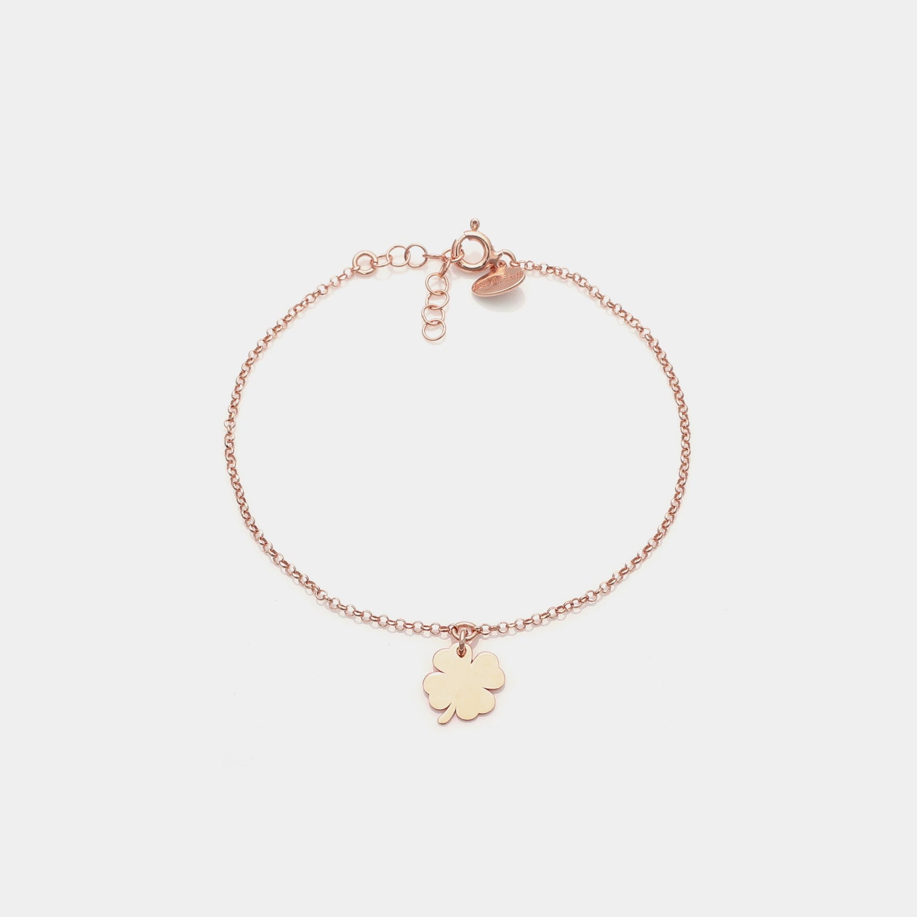Rose gold plated silver bracelet with classic four-leaf clover pendant