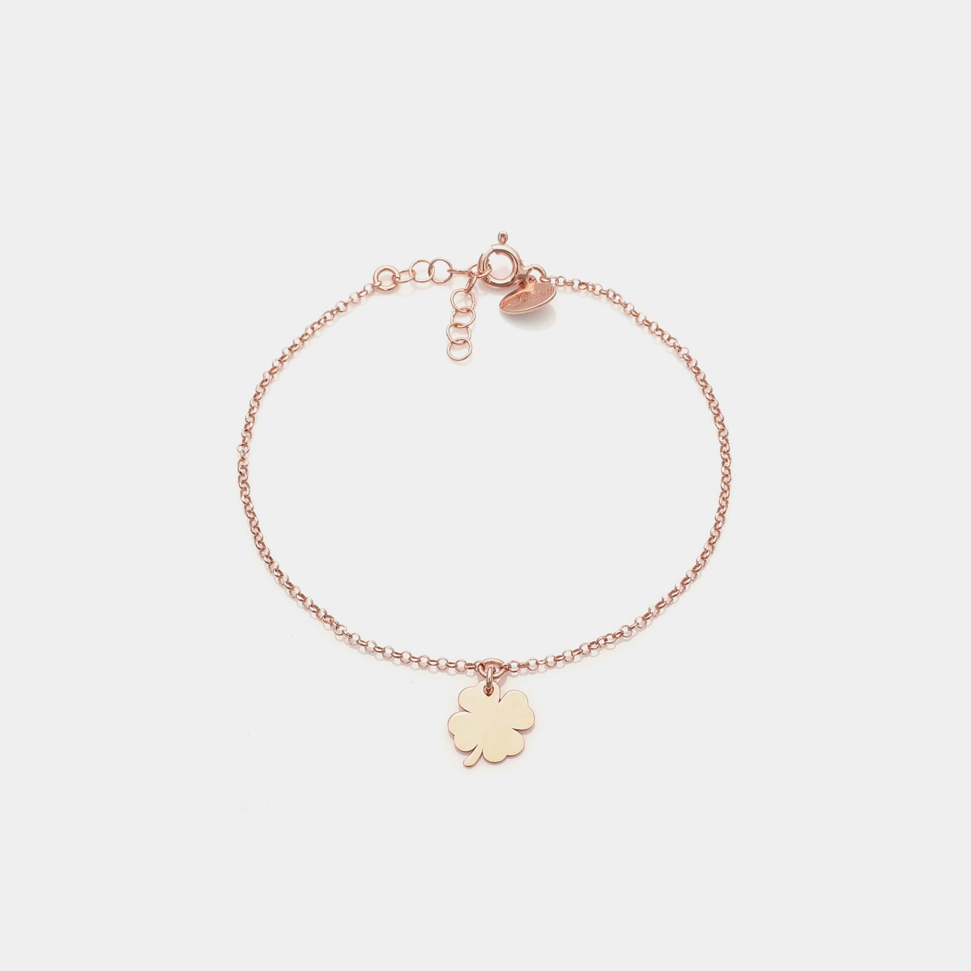 Rose gold plated silver bracelet with classic four-leaf clover pendant