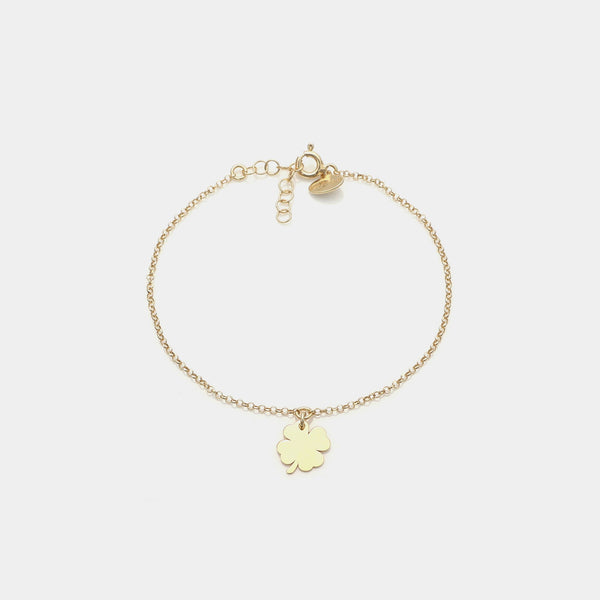 Bracciale argento dorato con pendente quadrifoglio classico