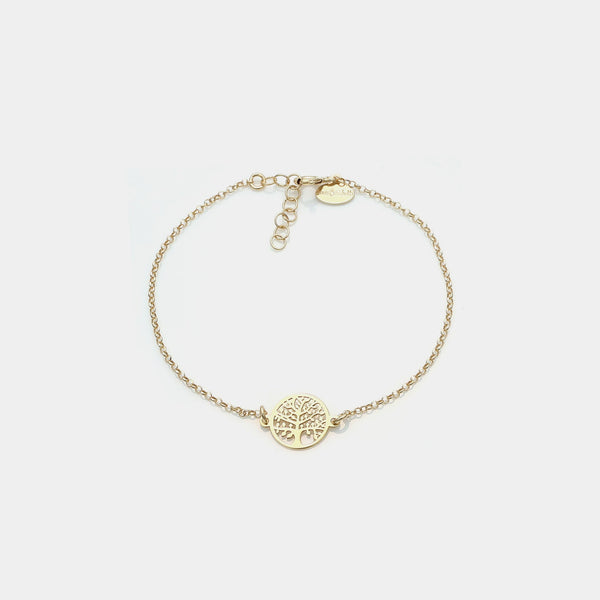 Gold-plated silver bracelet with pierced tree of life centerpiece