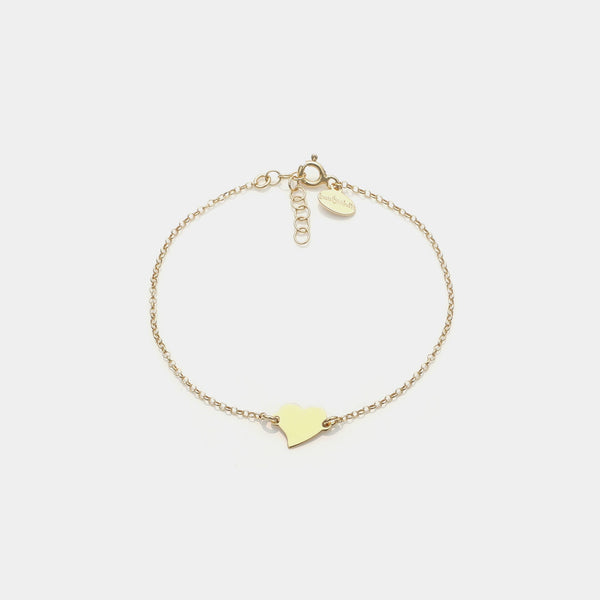 Bracciale argento dorato con centrale cuore storto