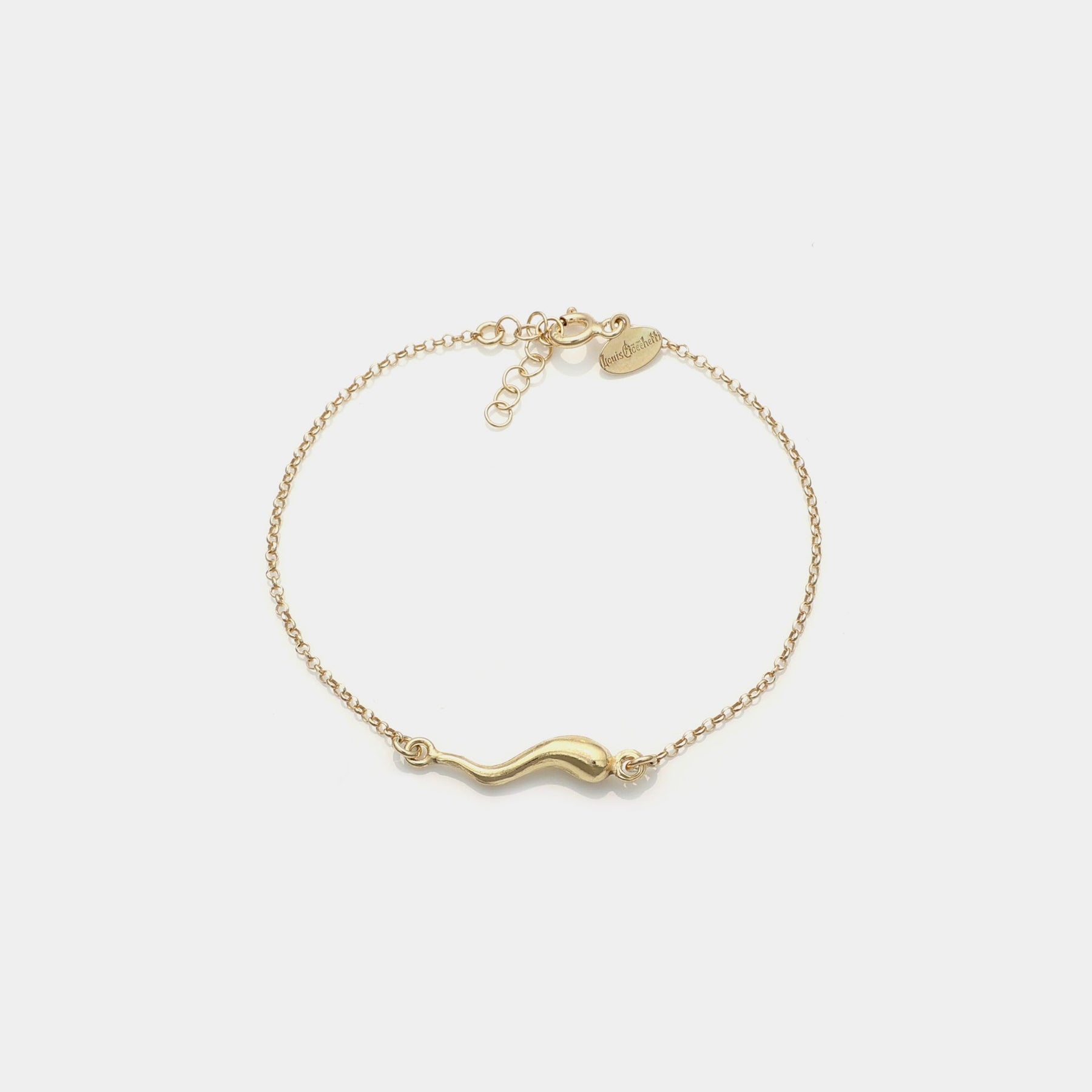 Gold-plated silver bracelet with central lucky horn