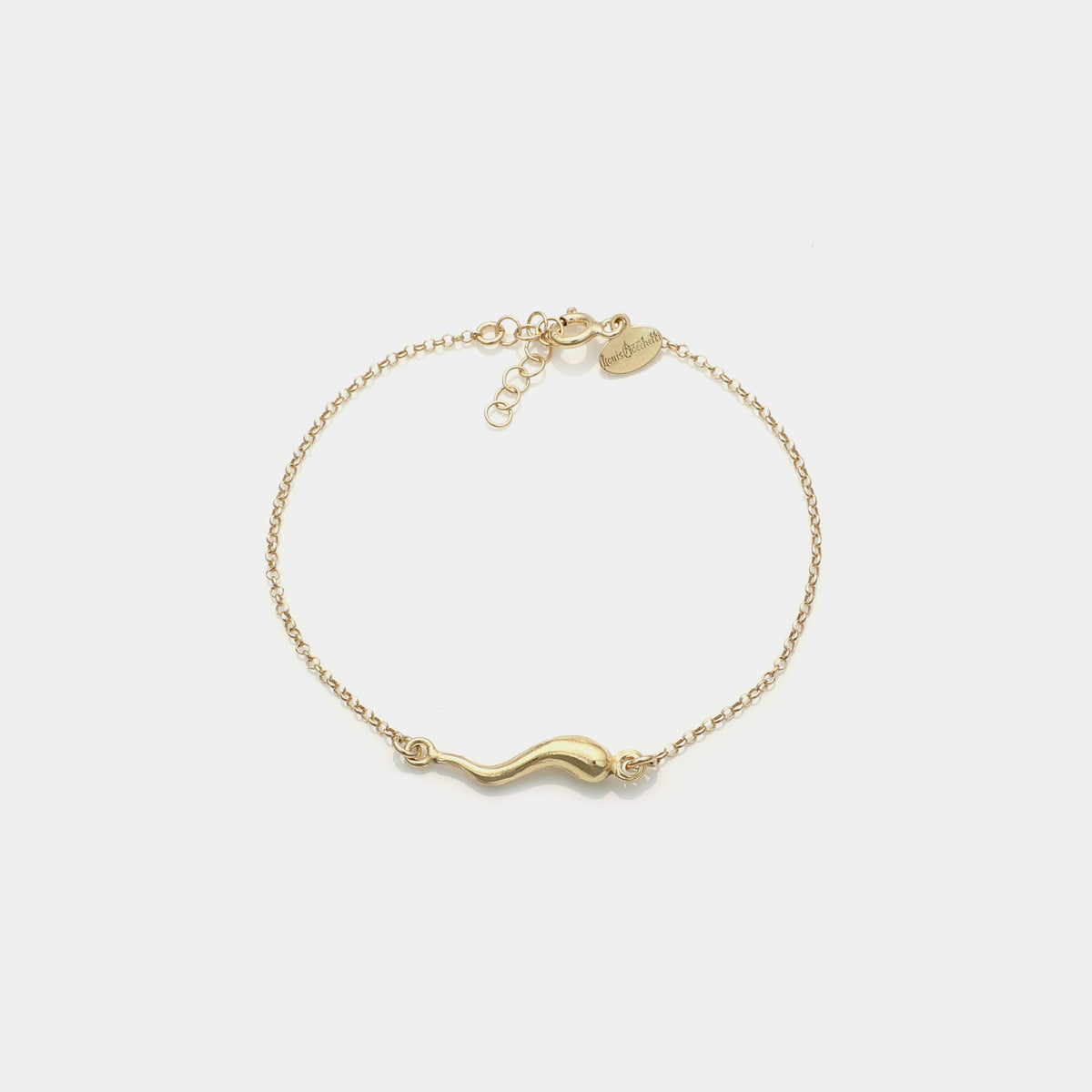 Gold-plated silver bracelet with central lucky horn