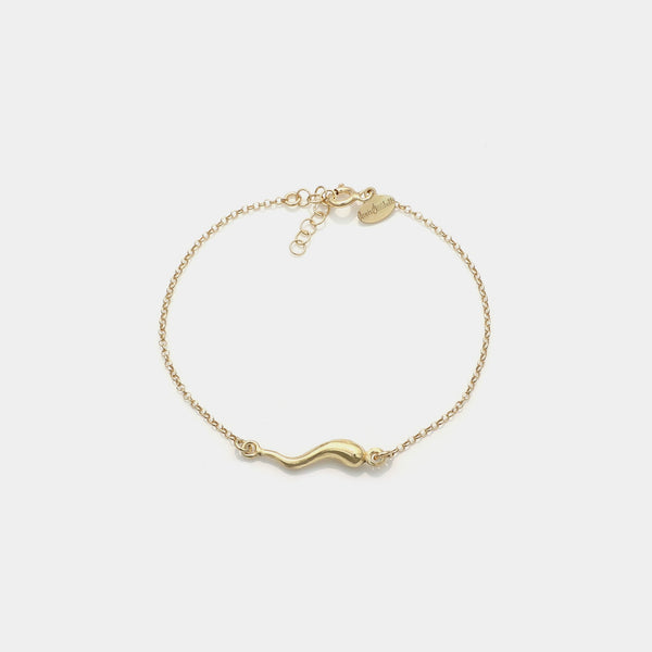 Gold-plated silver bracelet with central lucky horn