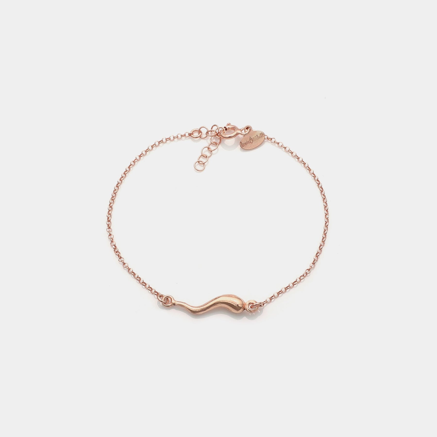 Rose gold silver bracelet with central horn charm