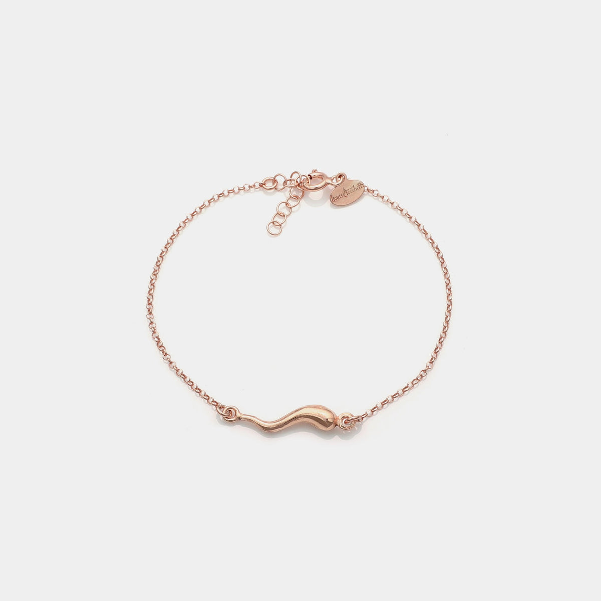 Rose gold silver bracelet with central horn charm