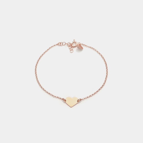 Rose gold plated silver bracelet with classic heart centerpiece