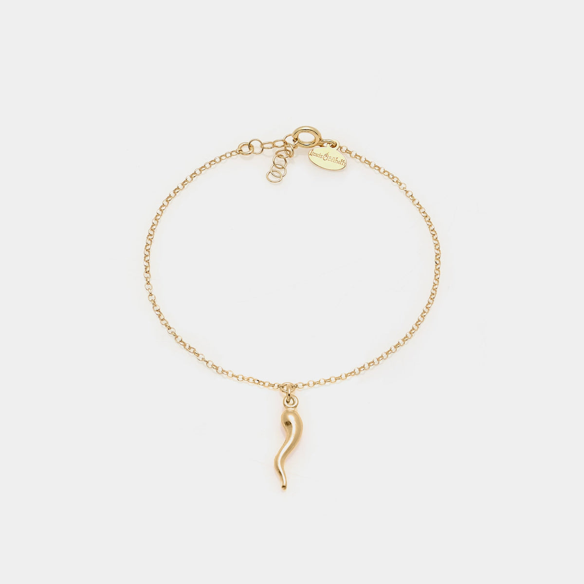Gold-plated silver bracelet with central lucky horn pendant