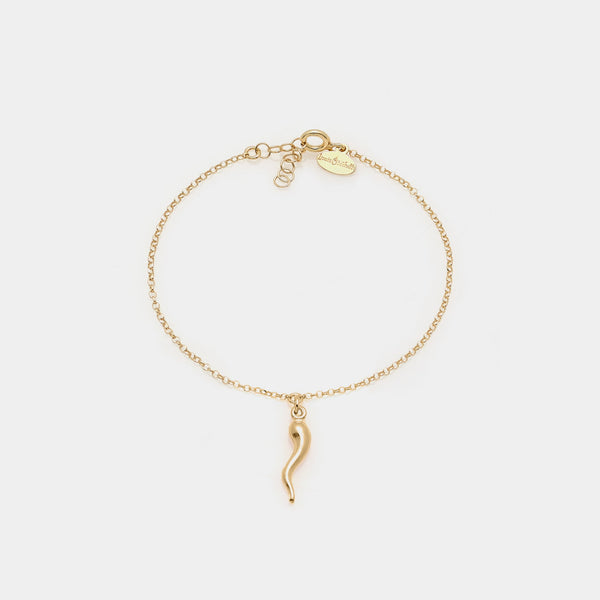 Gold-plated silver bracelet with central lucky horn pendant