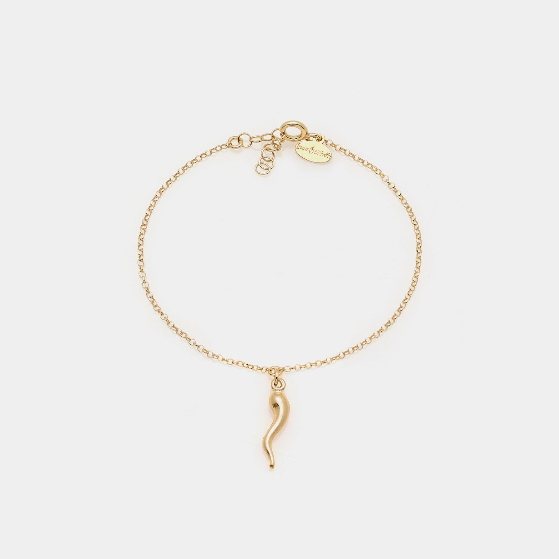 Gold-plated silver bracelet with central lucky horn pendant