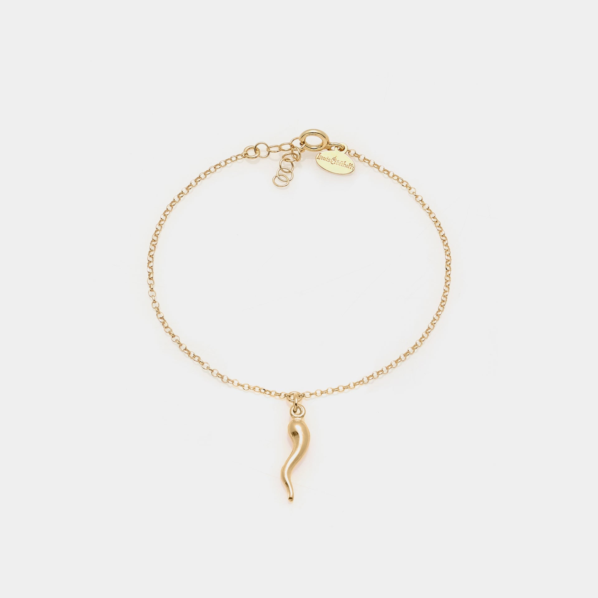 Gold-plated silver bracelet with central lucky horn pendant