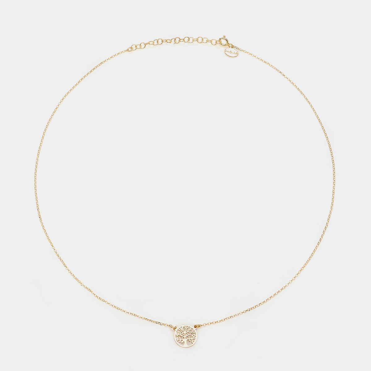 Collana argento dorato con centrale albero della vita traforato tondo