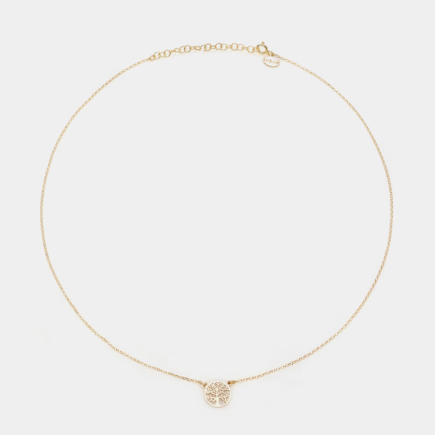 Gold-plated silver necklace with round pierced tree of life centerpiece
