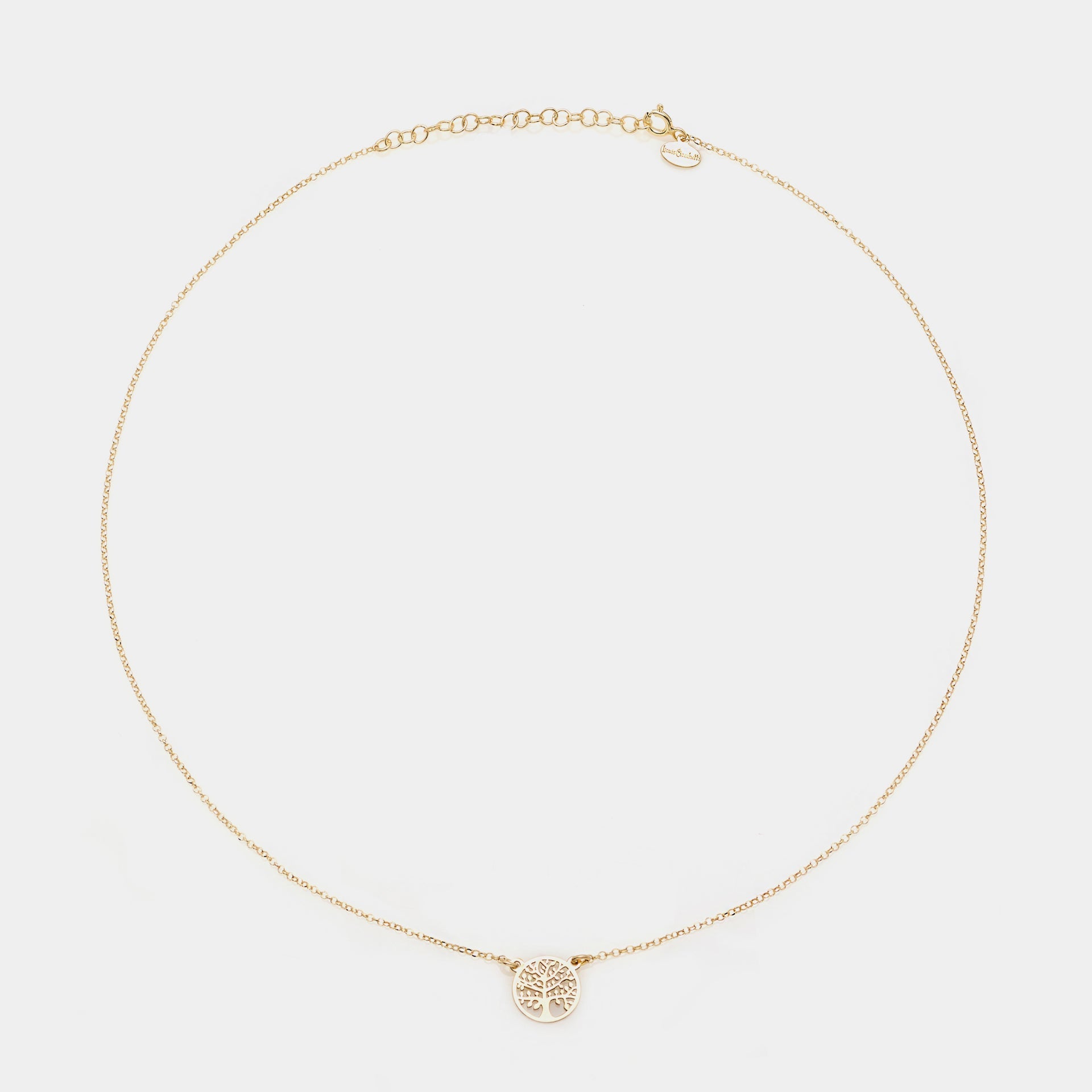 Gold-plated silver necklace with round pierced tree of life centerpiece