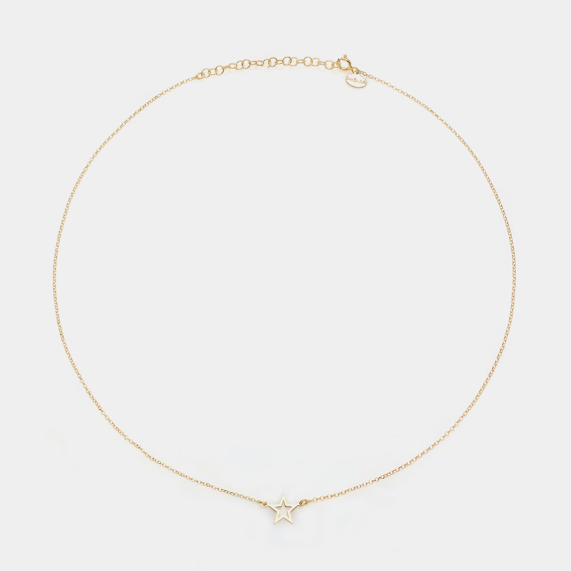 Gold-plated silver necklace with pierced star centerpiece