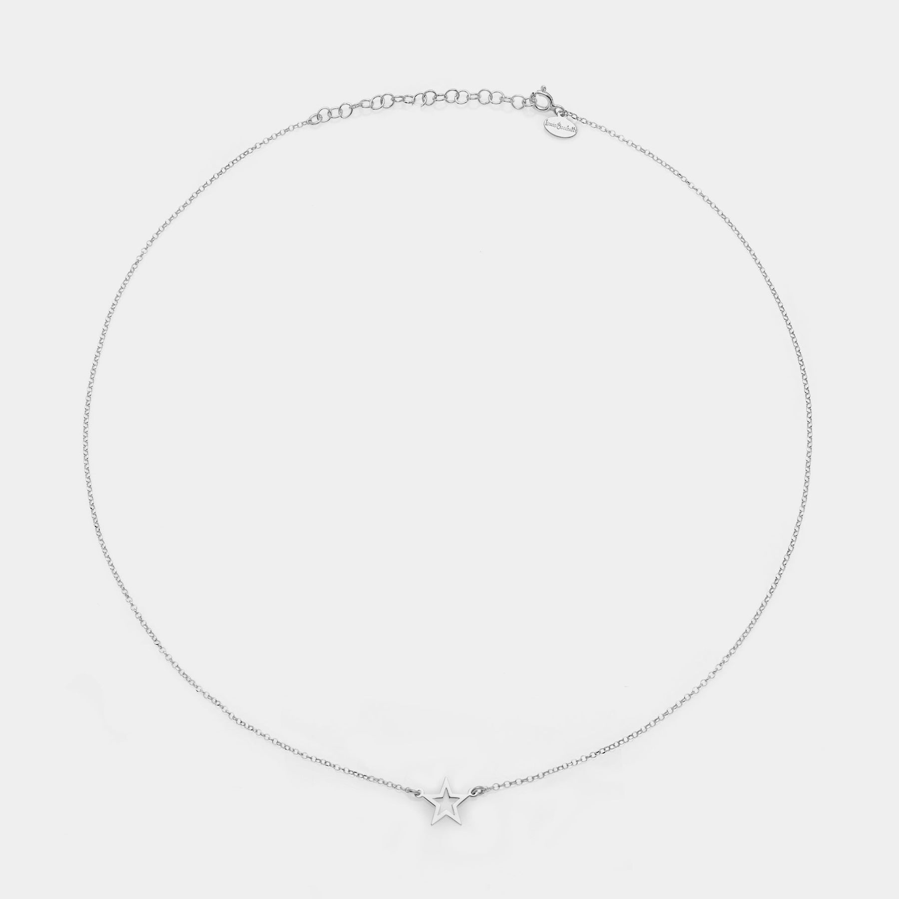 Rhodium-plated silver necklace with pierced star centerpiece