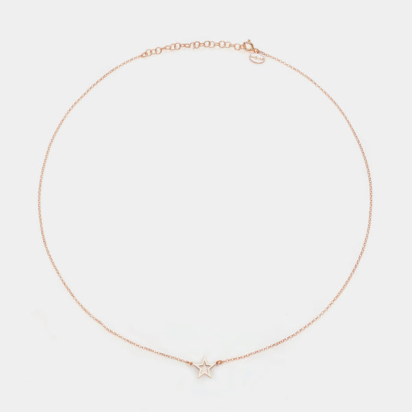 Collana argento rosato con centrale stella traforata