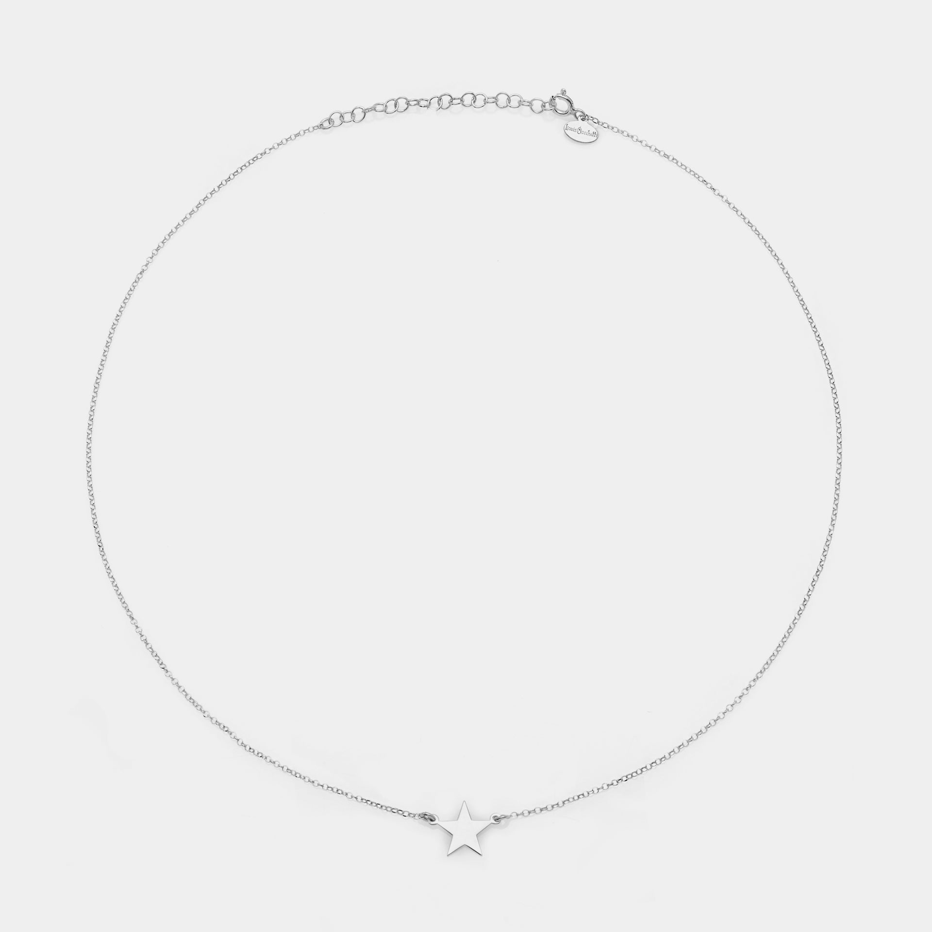 Rhodium-plated silver necklace with star centerpiece