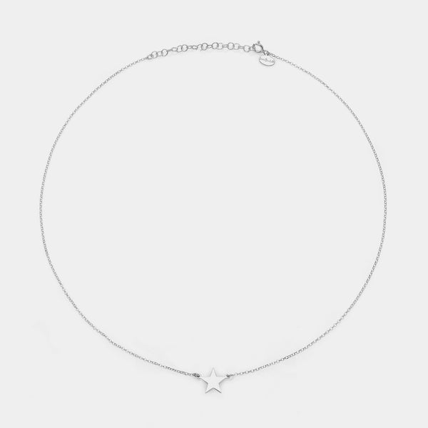 Rhodium-plated silver necklace with star centerpiece