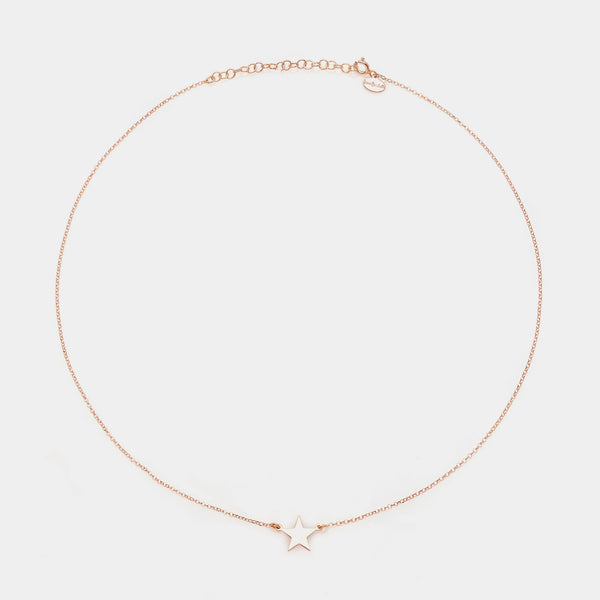 Collar de plata rosa con centro de estrella