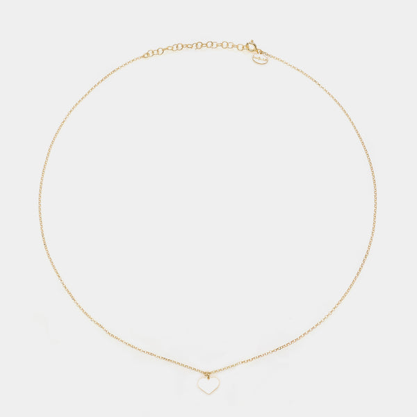Gold-plated silver necklace with central heart pendant