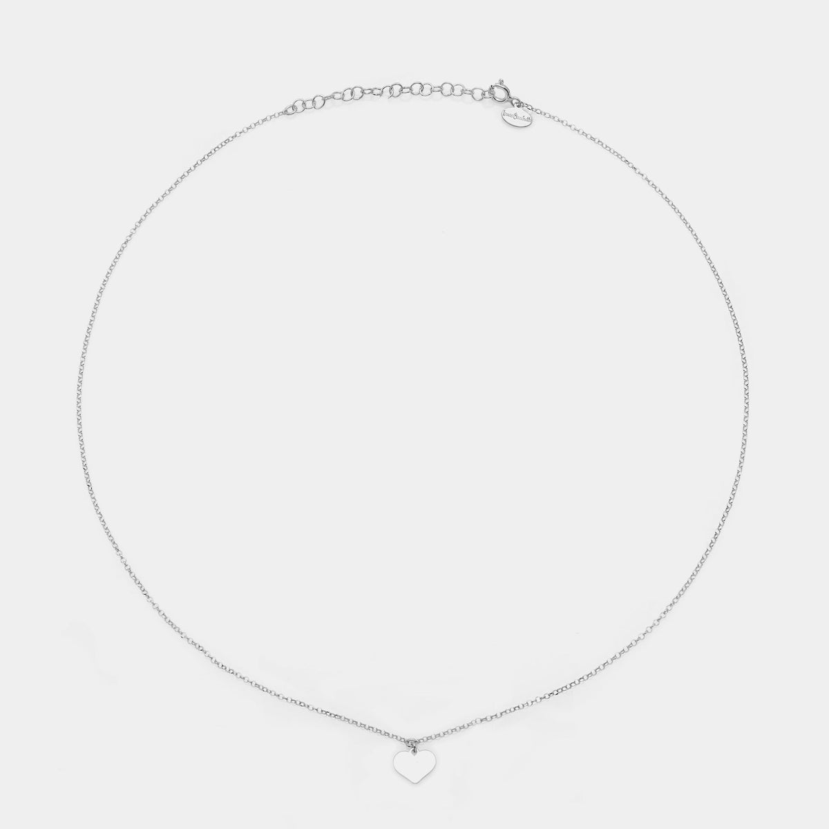 Collana argento rodiato con centrale cuore pendente