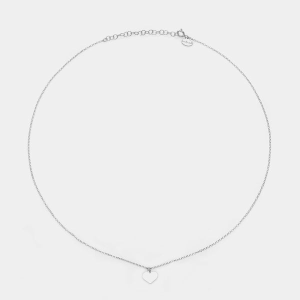 Collana argento rodiato con centrale cuore pendente