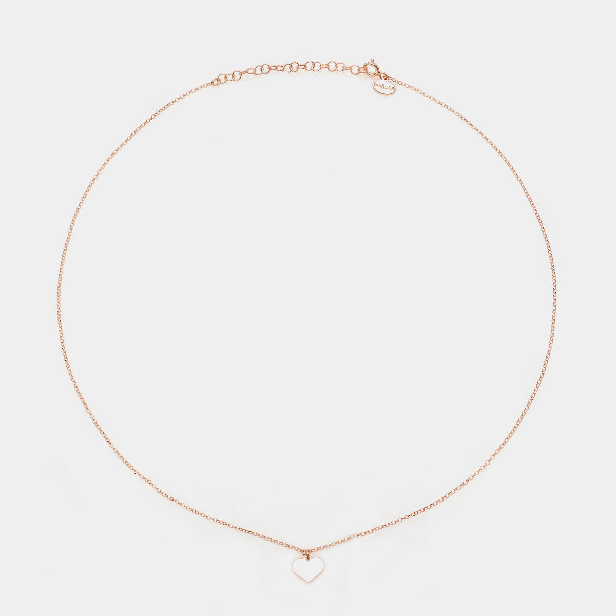 Rose gold silver necklace with central heart pendant