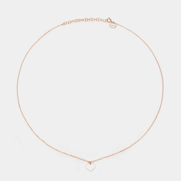 Collana argento rosato con centrale cuore pendente