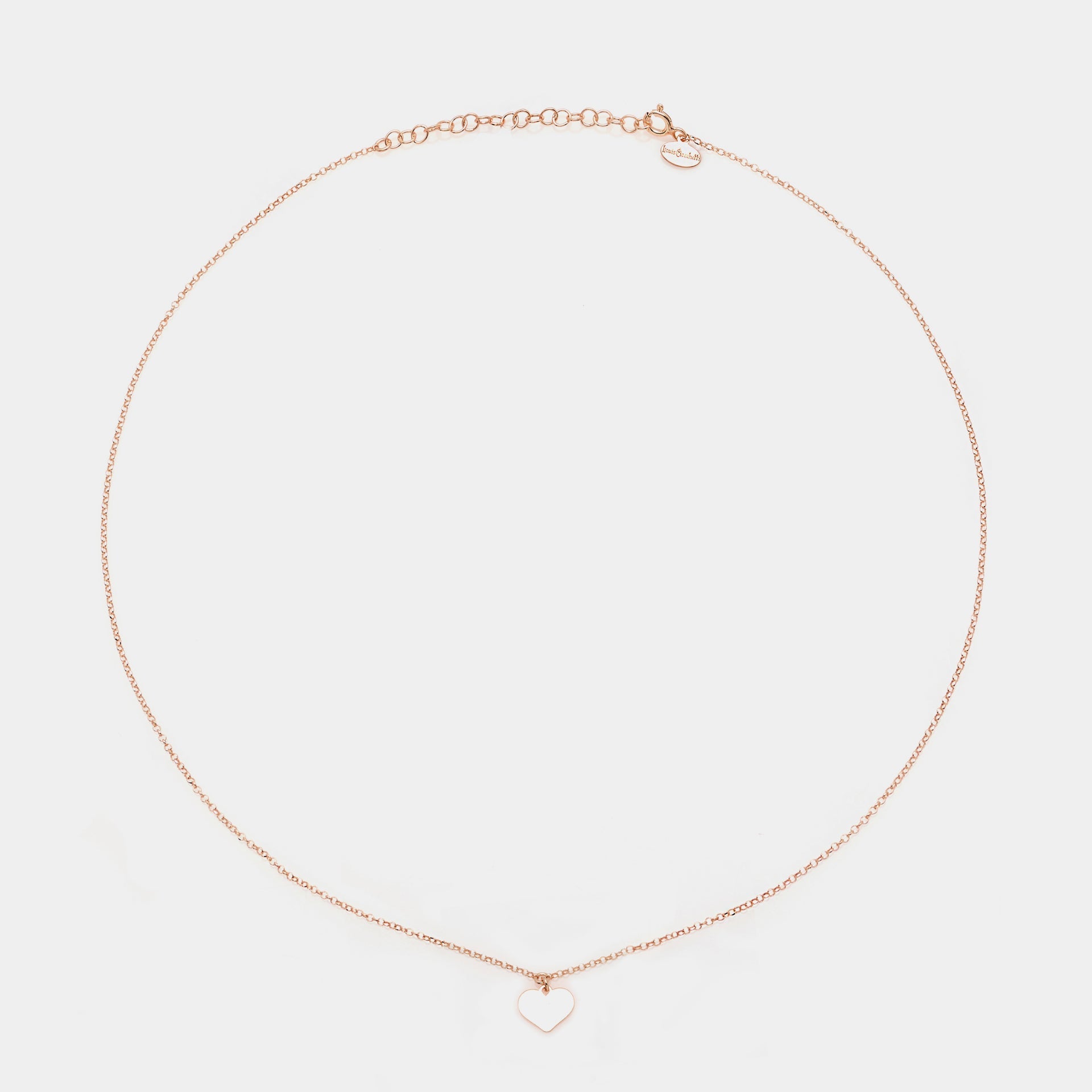 Rose gold silver necklace with central heart pendant