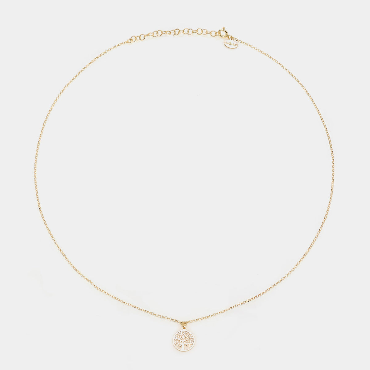 Gold-plated silver necklace with round pierced tree of life pendant