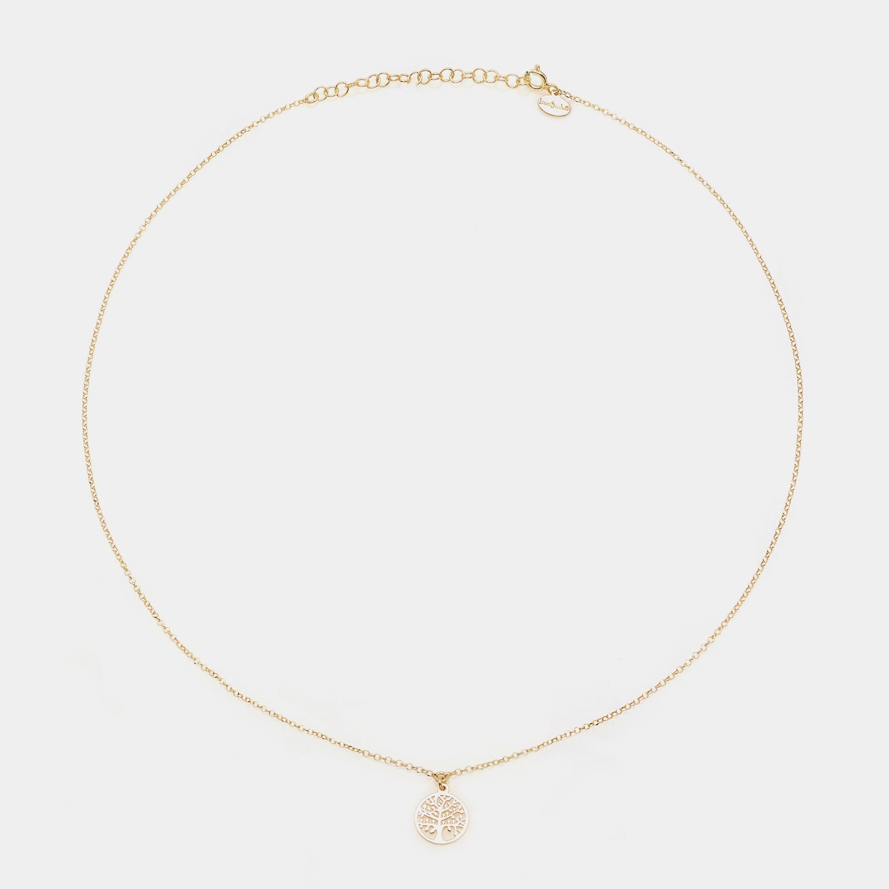 Gold-plated silver necklace with round pierced tree of life pendant